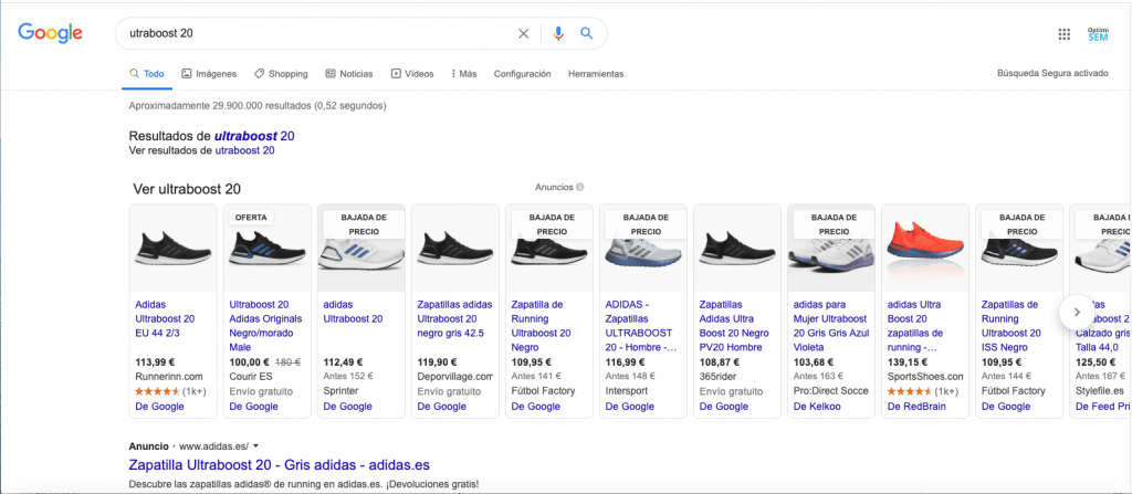 campaña Google Shopping